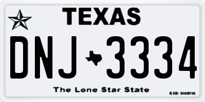 TX license plate DNJ3334