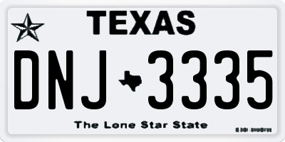 TX license plate DNJ3335