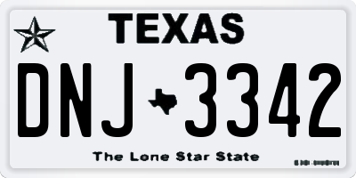 TX license plate DNJ3342
