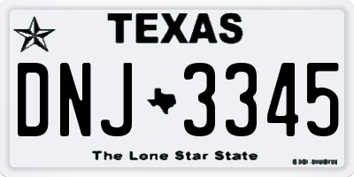 TX license plate DNJ3345