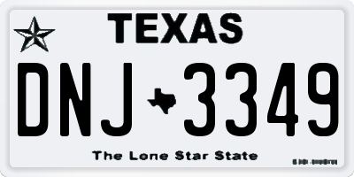 TX license plate DNJ3349