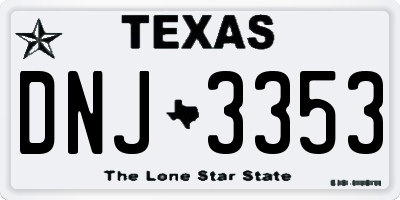 TX license plate DNJ3353
