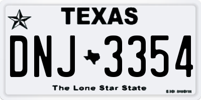 TX license plate DNJ3354