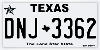TX license plate DNJ3362