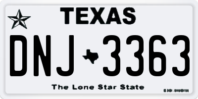 TX license plate DNJ3363