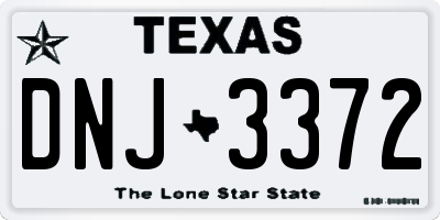 TX license plate DNJ3372