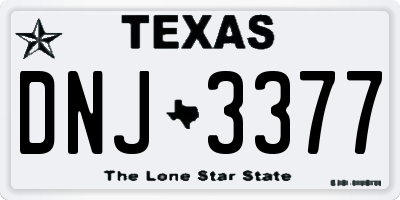 TX license plate DNJ3377