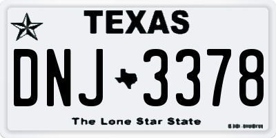 TX license plate DNJ3378