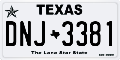 TX license plate DNJ3381