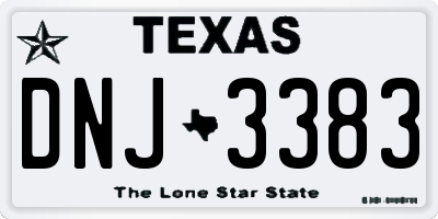 TX license plate DNJ3383