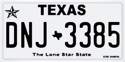 TX license plate DNJ3385