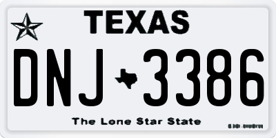 TX license plate DNJ3386