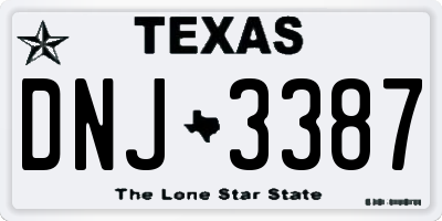 TX license plate DNJ3387