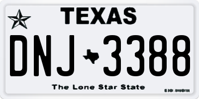 TX license plate DNJ3388