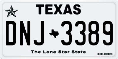 TX license plate DNJ3389