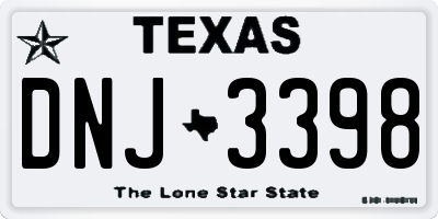 TX license plate DNJ3398