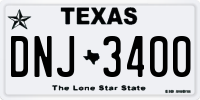 TX license plate DNJ3400