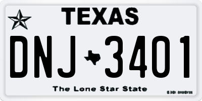 TX license plate DNJ3401