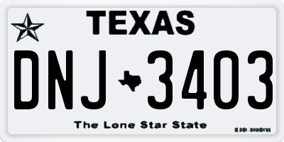 TX license plate DNJ3403
