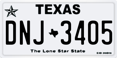 TX license plate DNJ3405