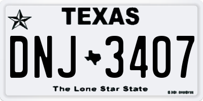 TX license plate DNJ3407