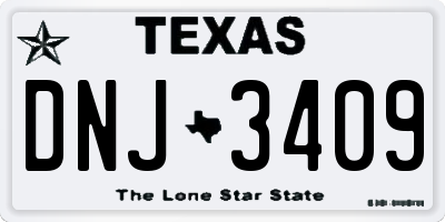 TX license plate DNJ3409