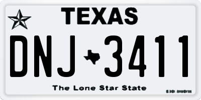 TX license plate DNJ3411