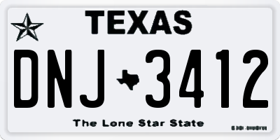 TX license plate DNJ3412