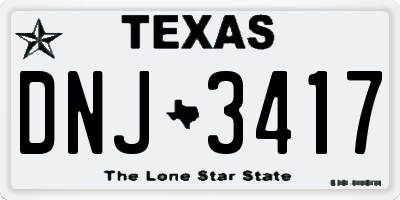 TX license plate DNJ3417