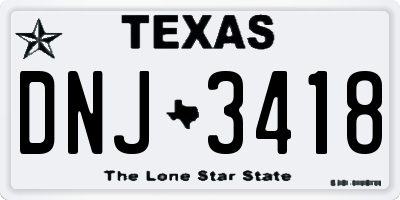 TX license plate DNJ3418