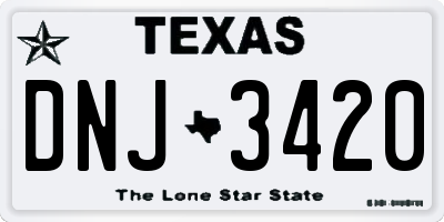 TX license plate DNJ3420