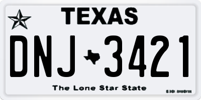 TX license plate DNJ3421