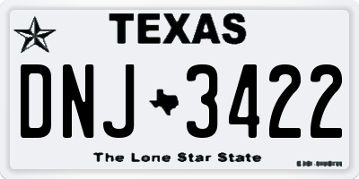 TX license plate DNJ3422