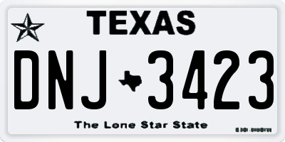 TX license plate DNJ3423