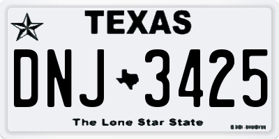 TX license plate DNJ3425