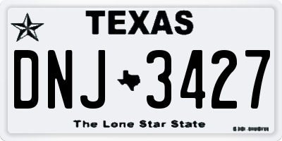 TX license plate DNJ3427