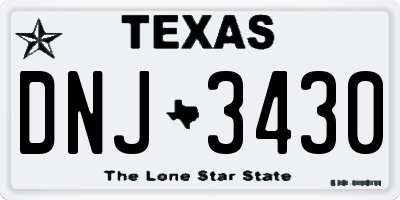 TX license plate DNJ3430