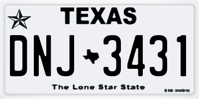 TX license plate DNJ3431