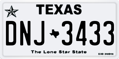 TX license plate DNJ3433
