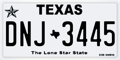 TX license plate DNJ3445