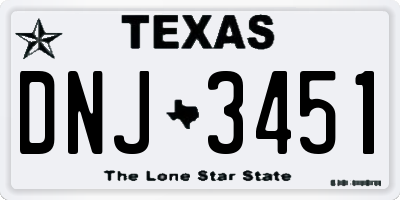 TX license plate DNJ3451