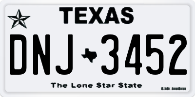 TX license plate DNJ3452