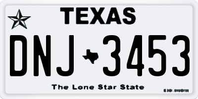 TX license plate DNJ3453