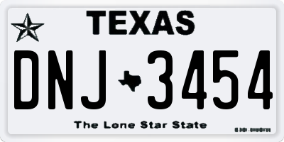 TX license plate DNJ3454