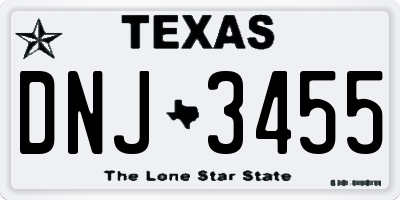 TX license plate DNJ3455