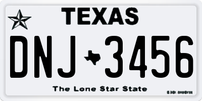 TX license plate DNJ3456