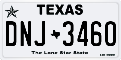 TX license plate DNJ3460