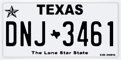 TX license plate DNJ3461