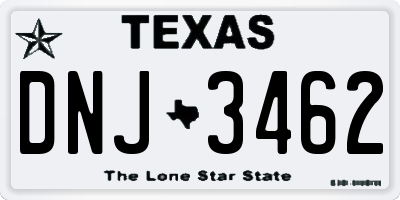 TX license plate DNJ3462