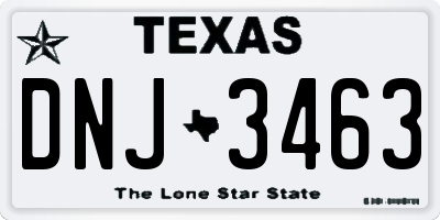 TX license plate DNJ3463
